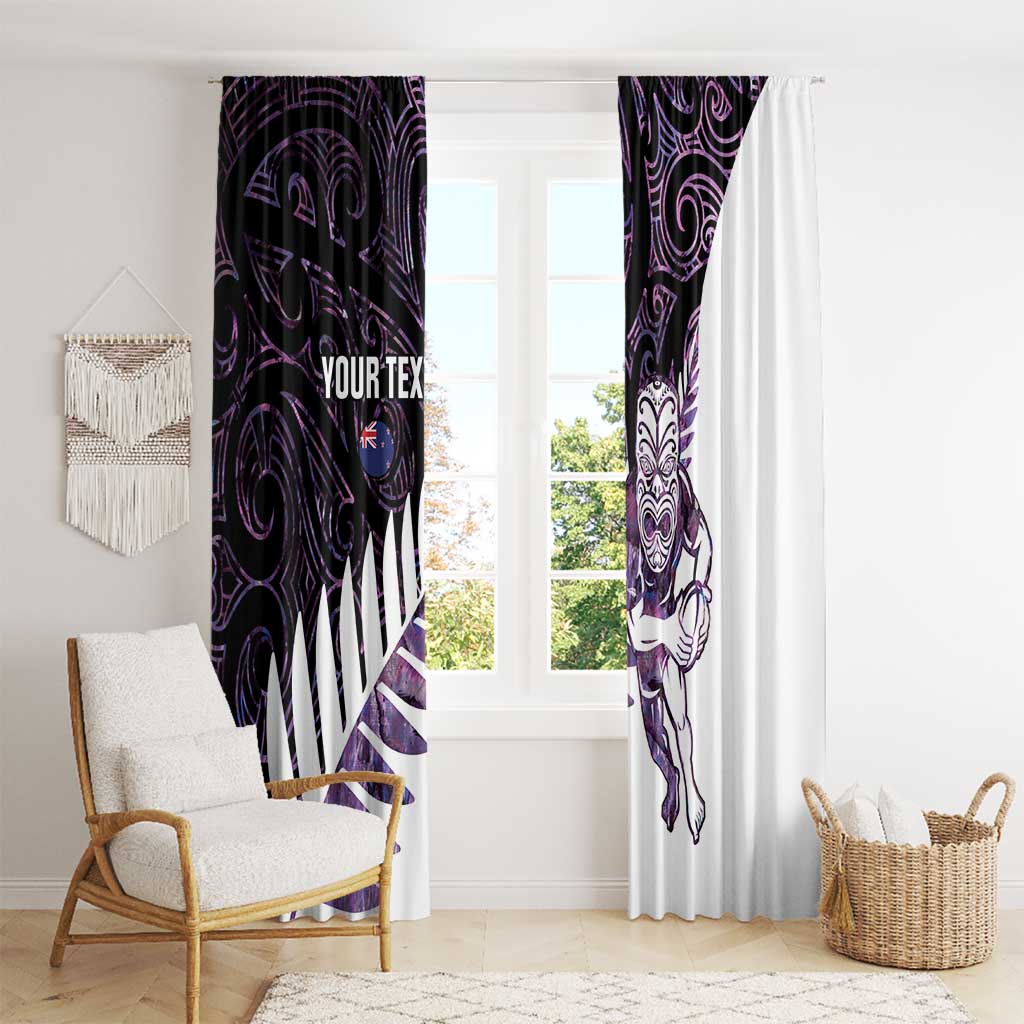 New Zealand Silver Fern Rugby Custom Window Curtain Go All Black Purple Maori Paua Shell - Aussie Hoodie
