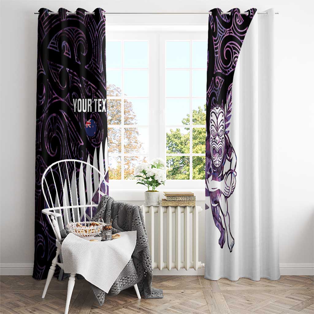 New Zealand Silver Fern Rugby Custom Window Curtain Go All Black Purple Maori Paua Shell - Aussie Hoodie