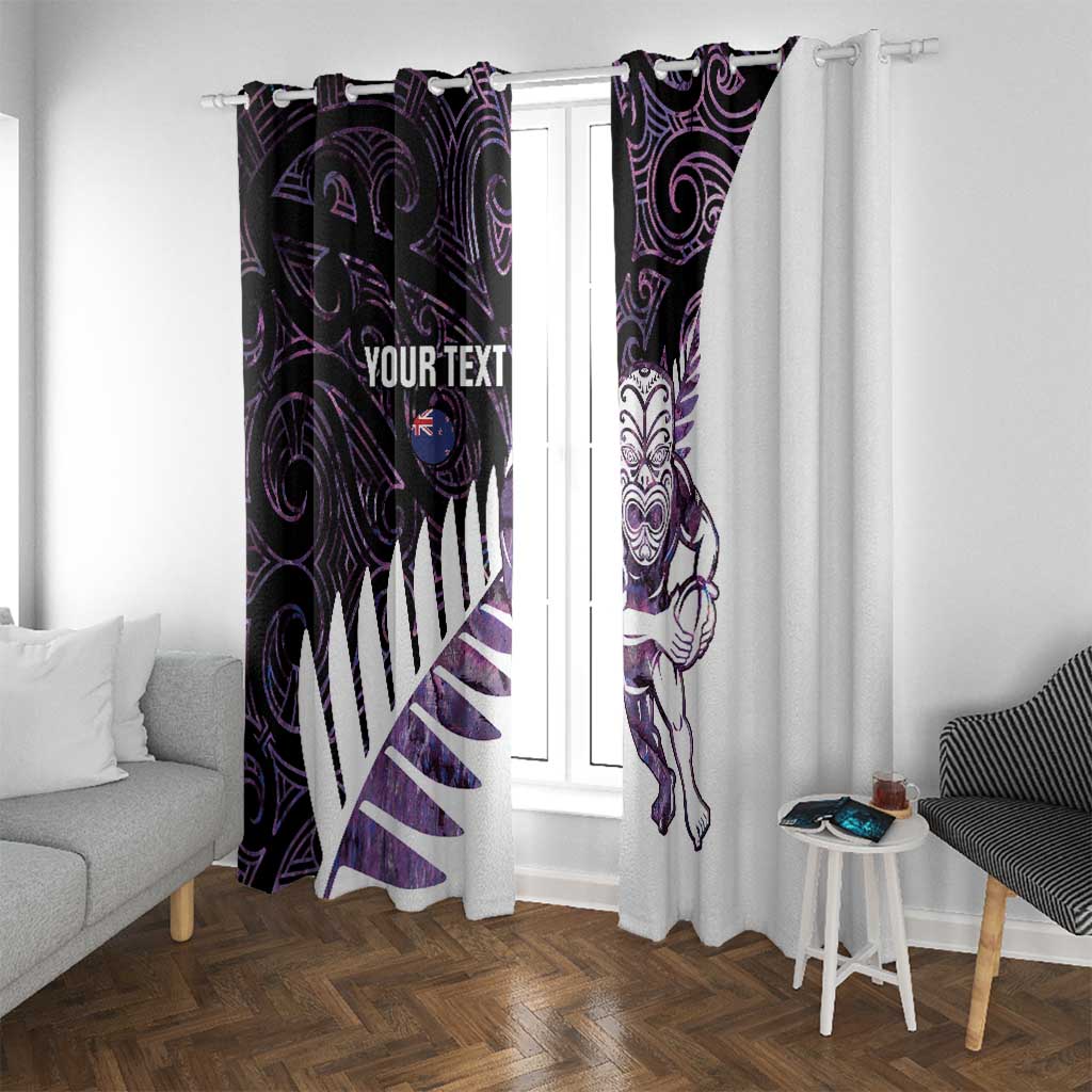 New Zealand Silver Fern Rugby Custom Window Curtain Go All Black Purple Maori Paua Shell - Aussie Hoodie