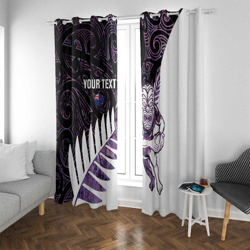 New Zealand Silver Fern Rugby Custom Window Curtain Go All Black Purple Maori Paua Shell - Aussie Hoodie