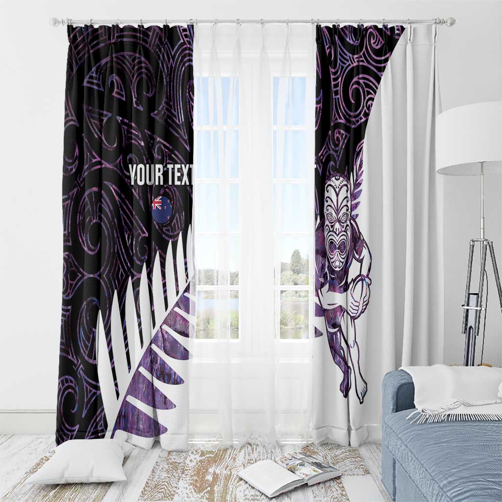New Zealand Silver Fern Rugby Custom Window Curtain Go All Black Purple Maori Paua Shell - Aussie Hoodie