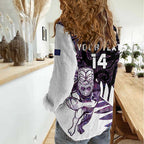 New Zealand Silver Fern Rugby Custom Women Casual Shirt Go All Black Purple Maori Paua Shell - Aussie Hoodie