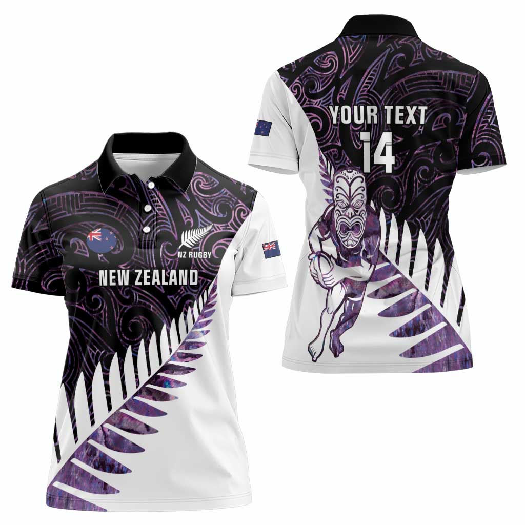 New Zealand Silver Fern Rugby Custom Women Polo Shirt Go All Black Purple Maori Paua Shell - Aussie Hoodie