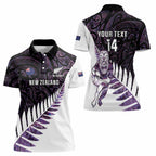 New Zealand Silver Fern Rugby Custom Women Polo Shirt Go All Black Purple Maori Paua Shell - Aussie Hoodie