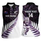 New Zealand Silver Fern Rugby Custom Women Sleeveless Polo Shirt Go All Black Purple Maori Paua Shell - Aussie Hoodie
