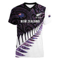 New Zealand Silver Fern Rugby Custom Women V-Neck T-Shirt Go All Black Purple Maori Paua Shell - Aussie Hoodie