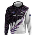 New Zealand Silver Fern Rugby Custom Zip Hoodie Go All Black Purple Maori Paua Shell - Aussie Hoodie