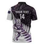 New Zealand Silver Fern Rugby Custom Zipper Polo Shirt Go All Black Purple Maori Paua Shell - Aussie Hoodie