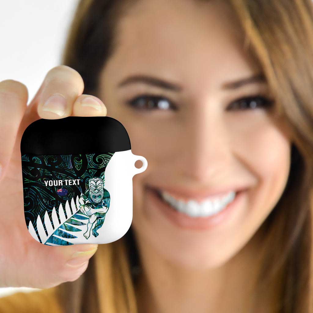 New Zealand Silver Fern Rugby Custom AirPods Case Go All Black Turquoise Maori Paua Shell - Aussie Hoodie