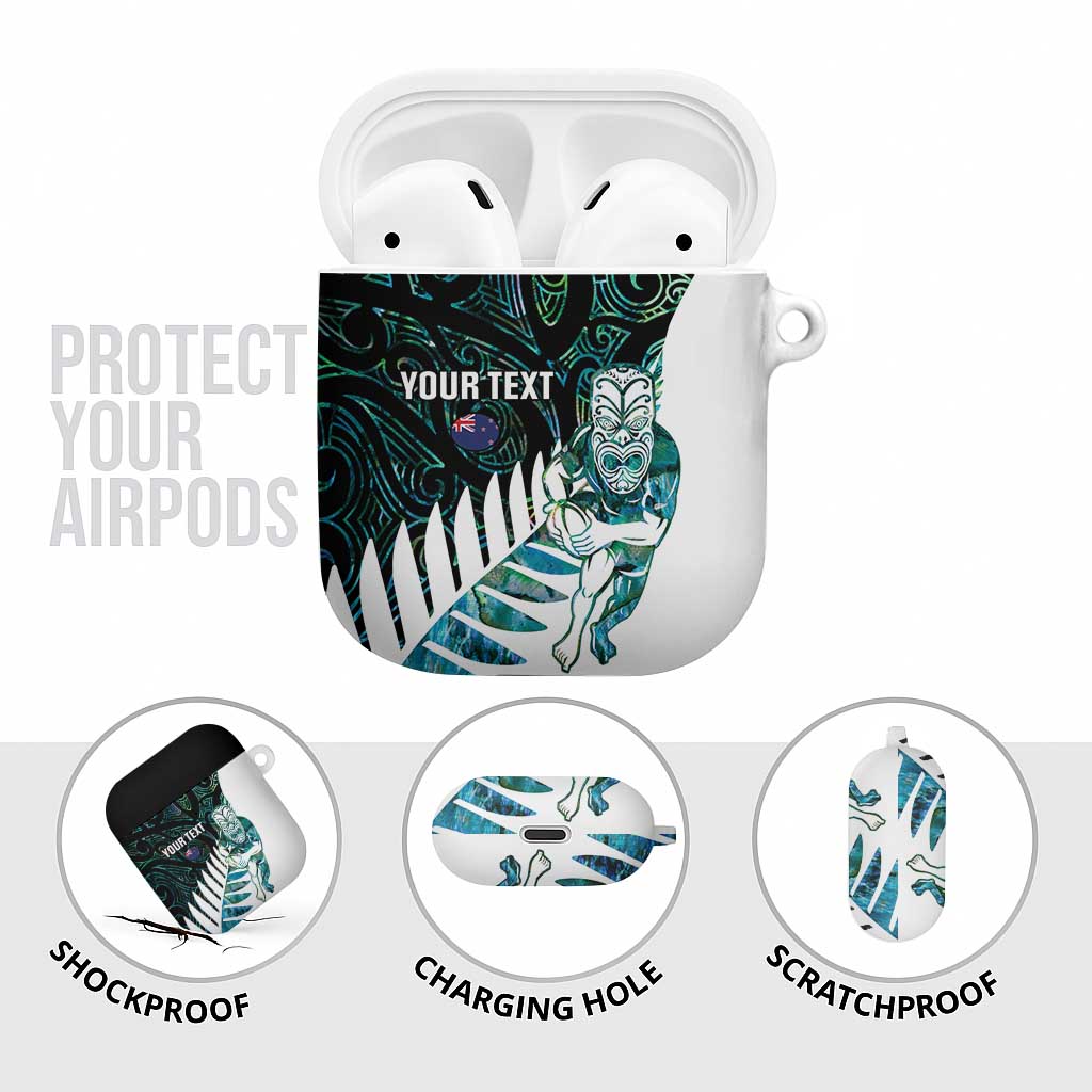 New Zealand Silver Fern Rugby Custom AirPods Case Go All Black Turquoise Maori Paua Shell - Aussie Hoodie