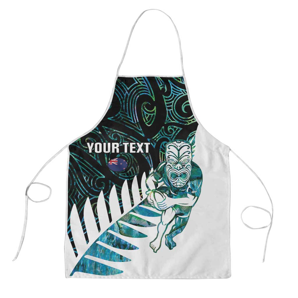 New Zealand Silver Fern Rugby Custom Apron Go All Black Turquoise Maori Paua Shell - Aussie Hoodie