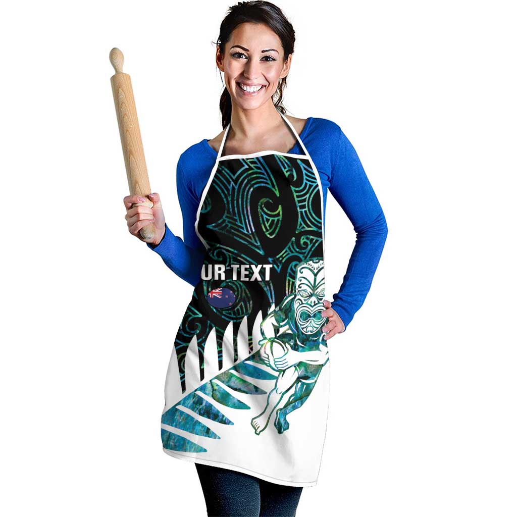 New Zealand Silver Fern Rugby Custom Apron Go All Black Turquoise Maori Paua Shell - Aussie Hoodie