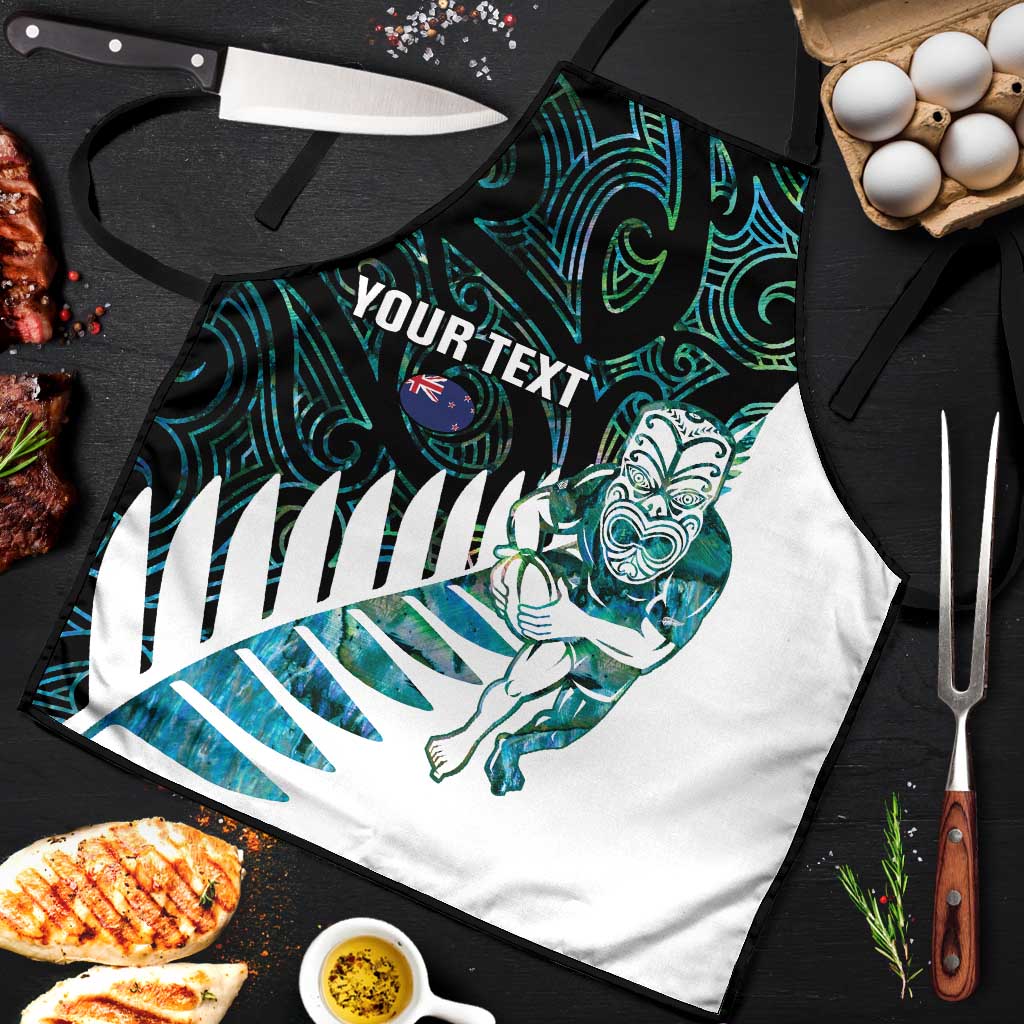 New Zealand Silver Fern Rugby Custom Apron Go All Black Turquoise Maori Paua Shell - Aussie Hoodie