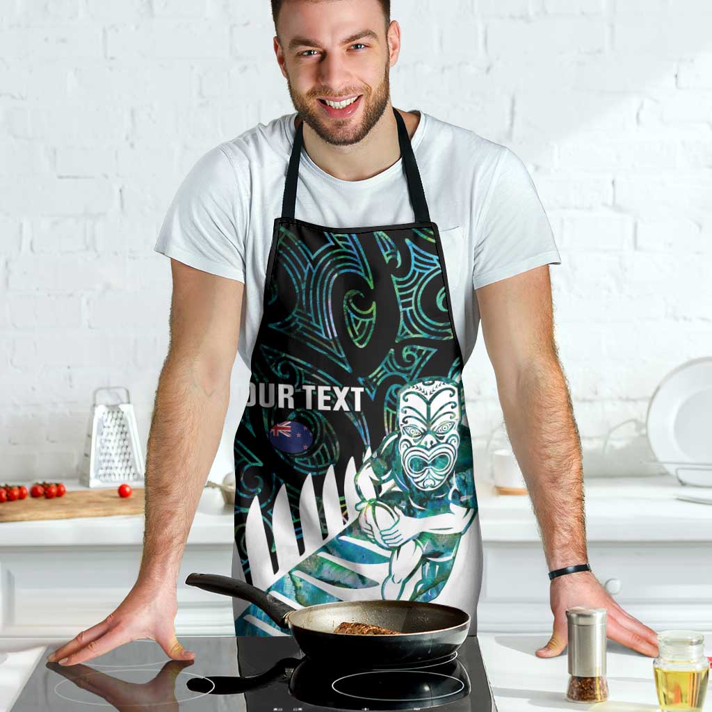 New Zealand Silver Fern Rugby Custom Apron Go All Black Turquoise Maori Paua Shell - Aussie Hoodie