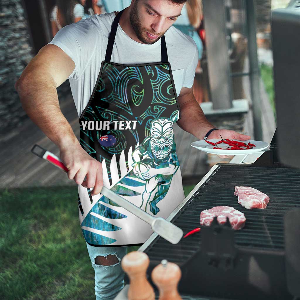 New Zealand Silver Fern Rugby Custom Apron Go All Black Turquoise Maori Paua Shell - Aussie Hoodie