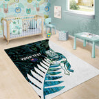 New Zealand Silver Fern Rugby Custom Area Rug Go All Black Turquoise Maori Paua Shell - Aussie Hoodie