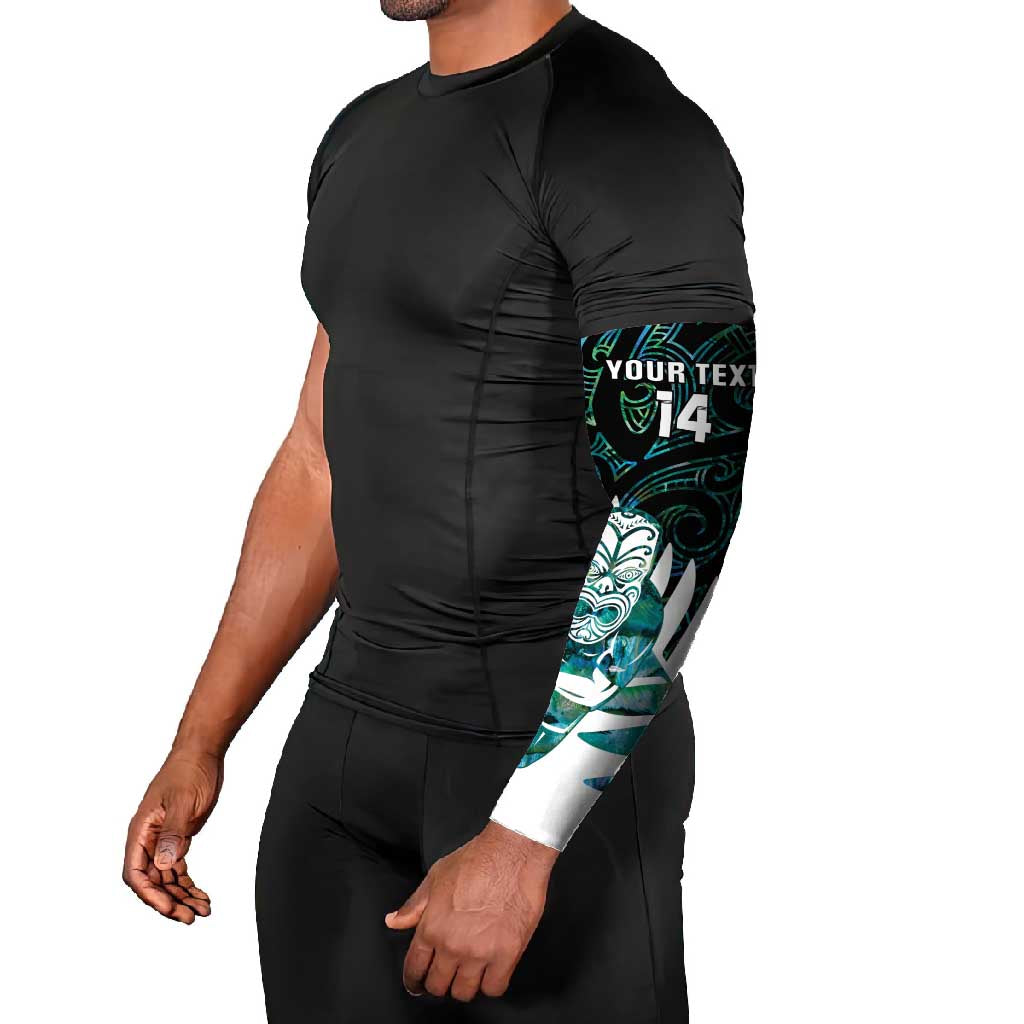 New Zealand Silver Fern Rugby Custom Arm Sleeves Go All Black Turquoise Maori Paua Shell - Aussie Hoodie