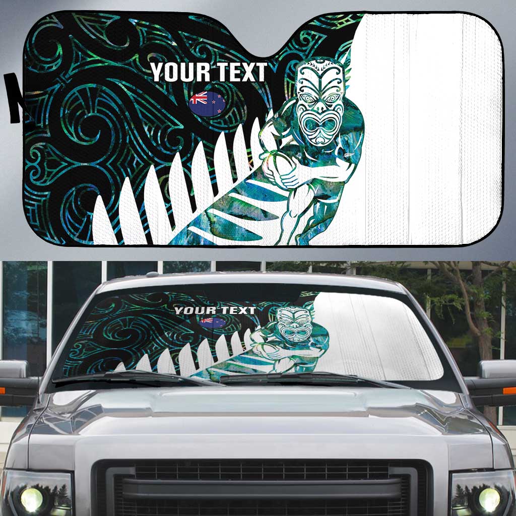 New Zealand Silver Fern Rugby Custom Auto Sun Shade Go All Black Turquoise Maori Paua Shell - Aussie Hoodie