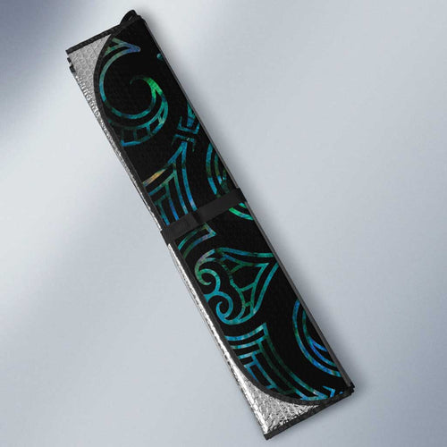 New Zealand Silver Fern Rugby Custom Auto Sun Shade Go All Black Turquoise Maori Paua Shell - Aussie Hoodie