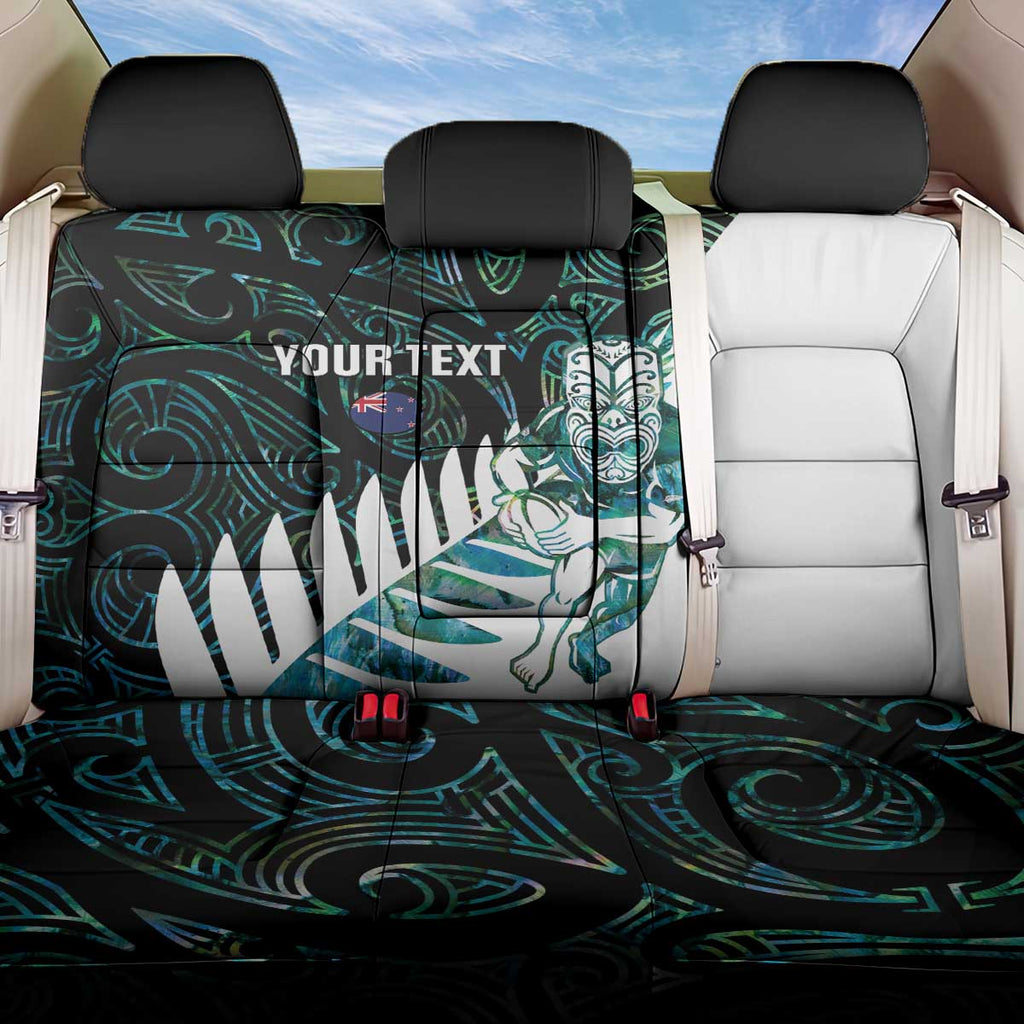 New Zealand Silver Fern Rugby Custom Back Car Seat Cover Go All Black Turquoise Maori Paua Shell - Aussie Hoodie