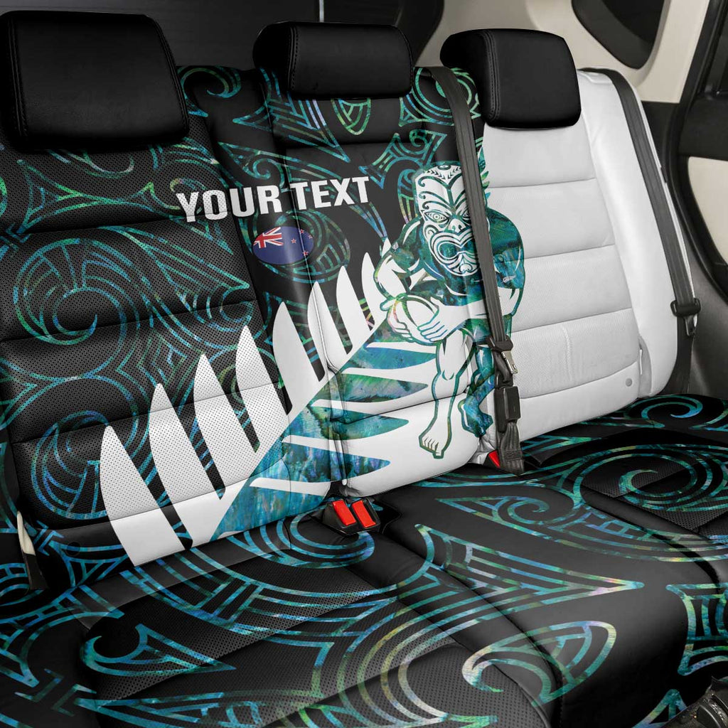 New Zealand Silver Fern Rugby Custom Back Car Seat Cover Go All Black Turquoise Maori Paua Shell - Aussie Hoodie