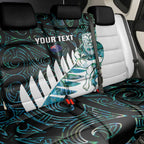 New Zealand Silver Fern Rugby Custom Back Car Seat Cover Go All Black Turquoise Maori Paua Shell - Aussie Hoodie