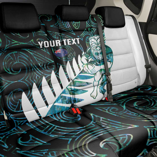 New Zealand Silver Fern Rugby Custom Back Car Seat Cover Go All Black Turquoise Maori Paua Shell - Aussie Hoodie