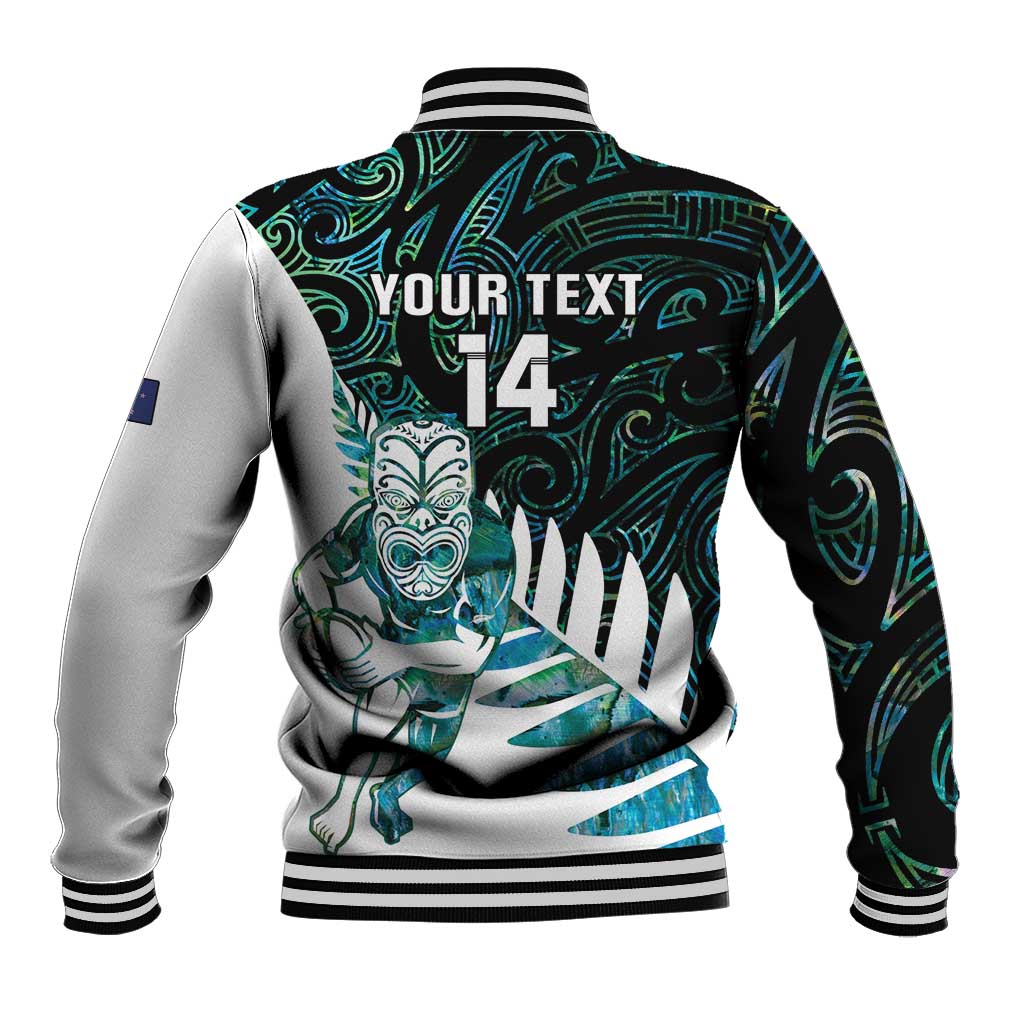 New Zealand Silver Fern Rugby Custom Baseball Jacket Go All Black Turquoise Maori Paua Shell - Aussie Hoodie