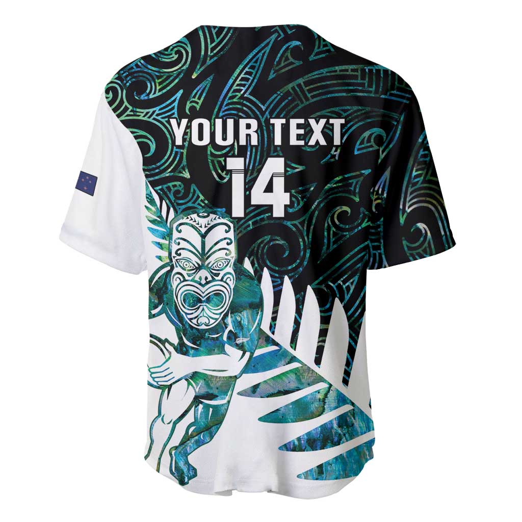 New Zealand Silver Fern Rugby Custom Baseball Jersey Go All Black Turquoise Maori Paua Shell - Aussie Hoodie
