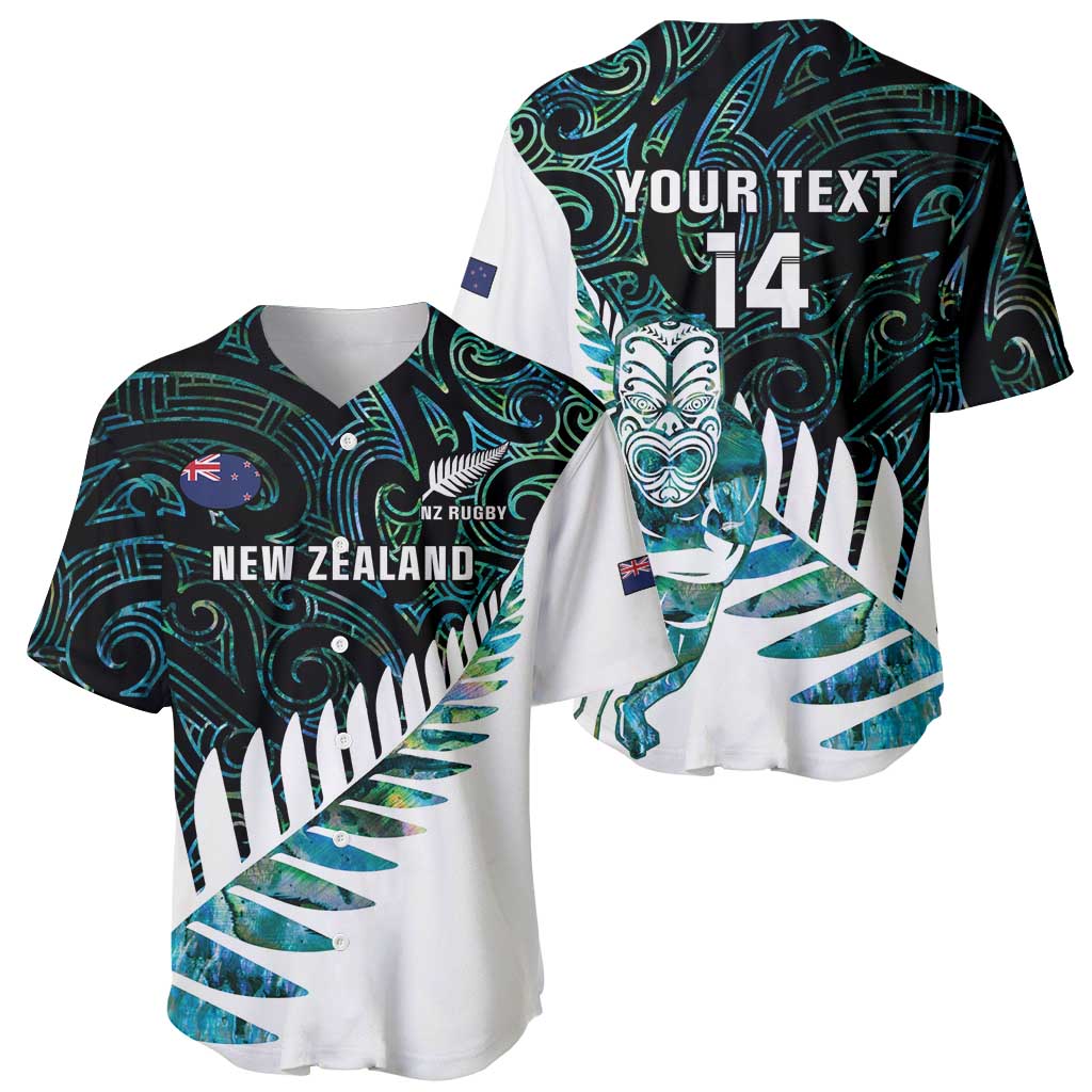 New Zealand Silver Fern Rugby Custom Baseball Jersey Go All Black Turquoise Maori Paua Shell - Aussie Hoodie
