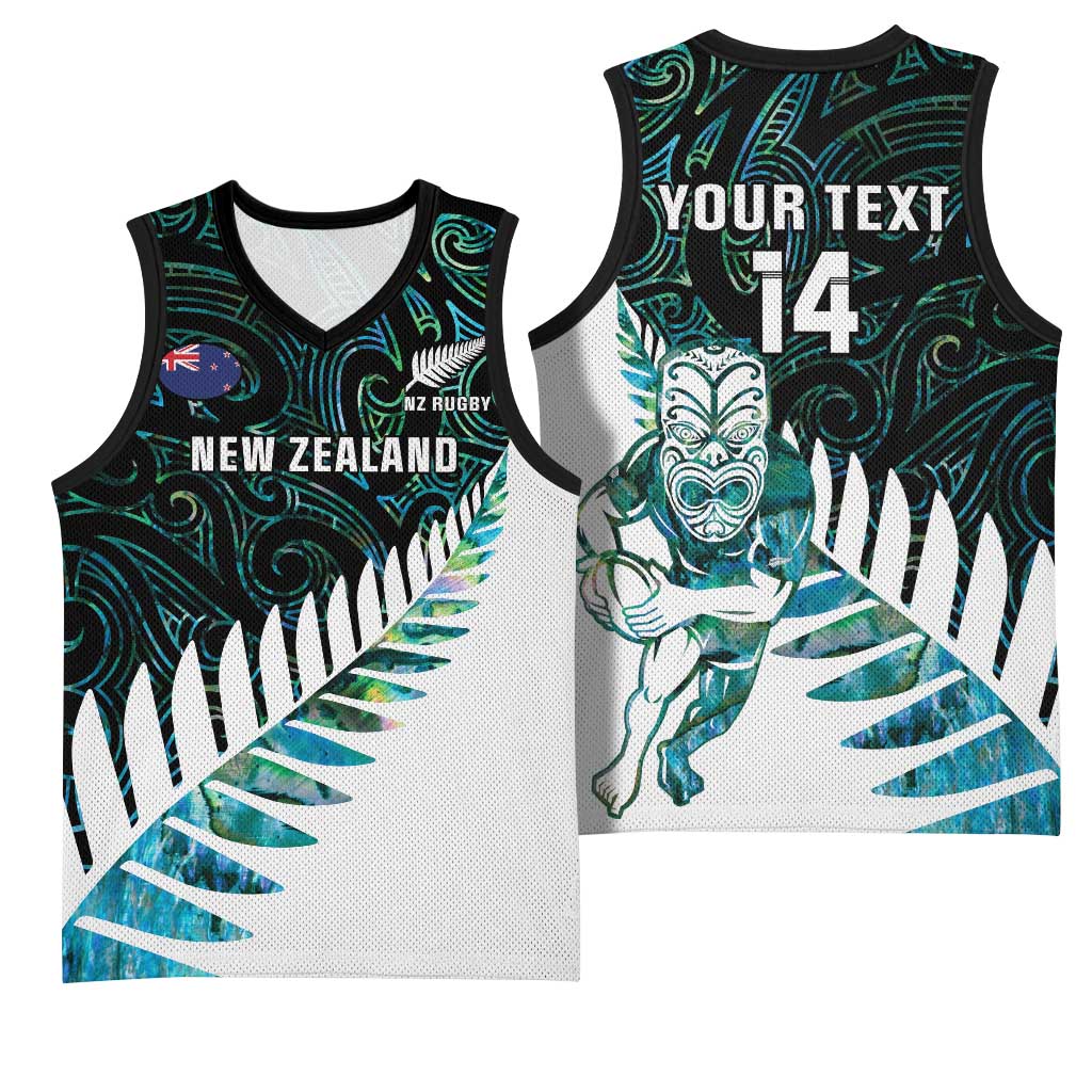 New Zealand Silver Fern Rugby Custom Basketball Jersey Go All Black Turquoise Maori Paua Shell - Aussie Hoodie
