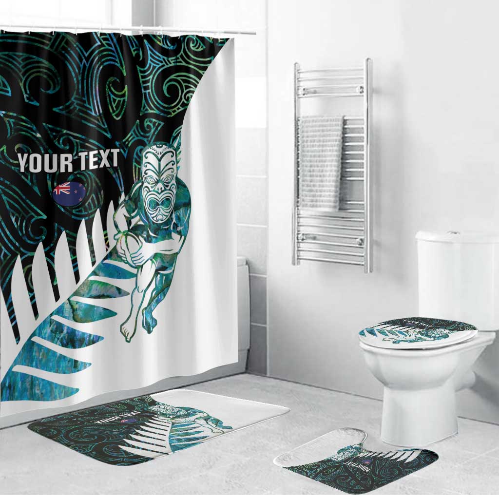 New Zealand Silver Fern Rugby Custom Bathroom Set Go All Black Turquoise Maori Paua Shell - Aussie Hoodie