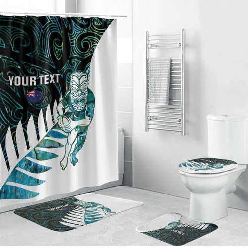 New Zealand Silver Fern Rugby Custom Bathroom Set Go All Black Turquoise Maori Paua Shell - Aussie Hoodie
