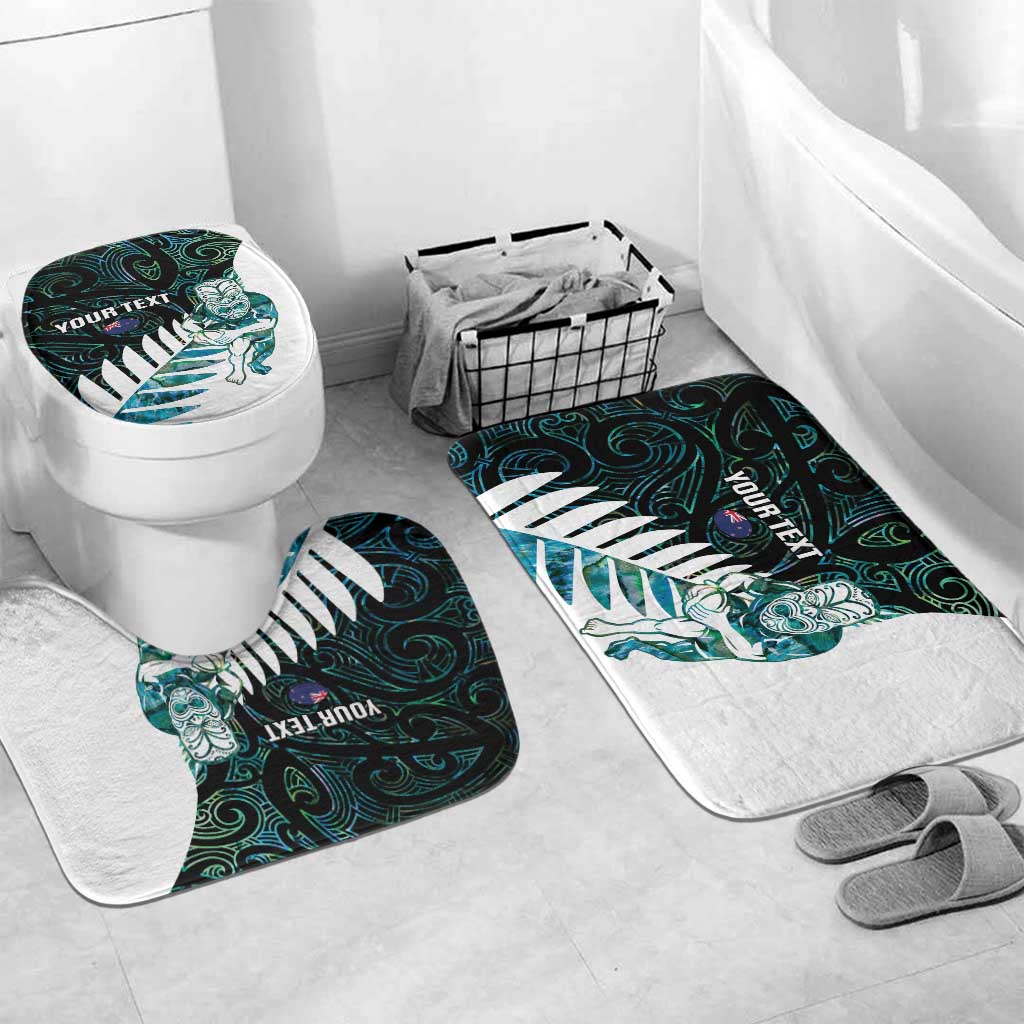 New Zealand Silver Fern Rugby Custom Bathroom Set Go All Black Turquoise Maori Paua Shell - Aussie Hoodie
