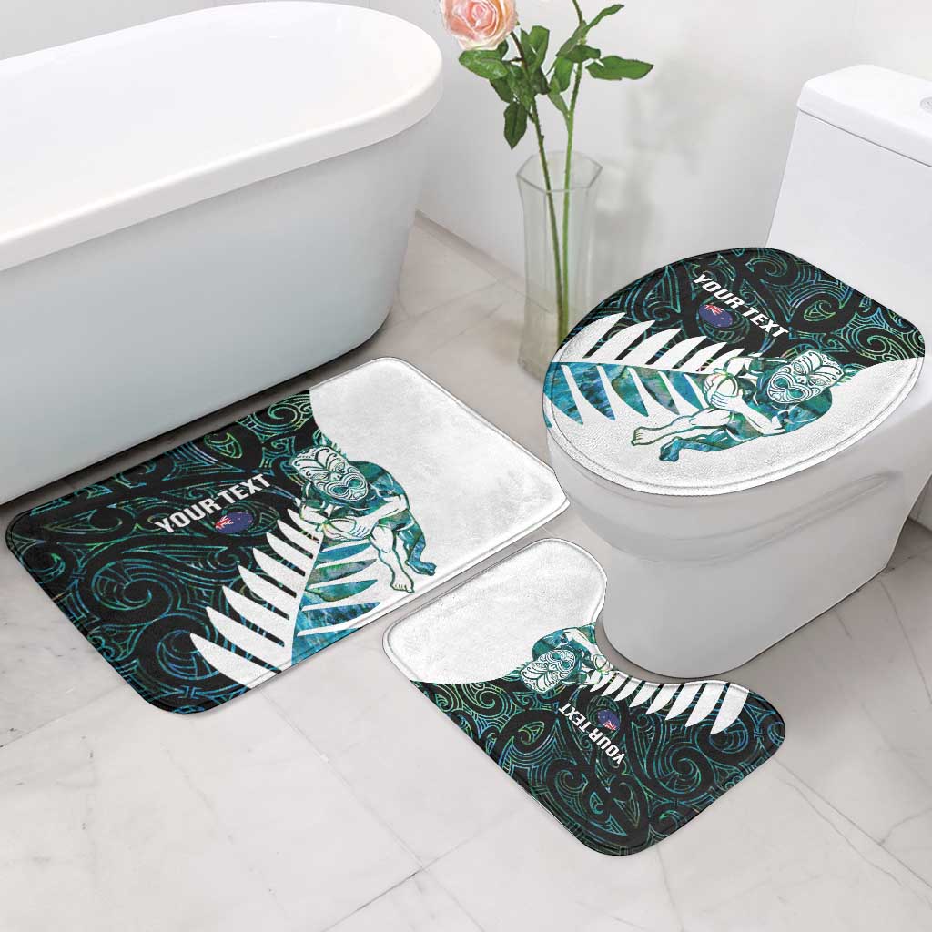 New Zealand Silver Fern Rugby Custom Bathroom Set Go All Black Turquoise Maori Paua Shell - Aussie Hoodie