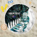 New Zealand Silver Fern Rugby Custom Beach Blanket Go All Black Turquoise Maori Paua Shell - Aussie Hoodie