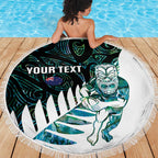 New Zealand Silver Fern Rugby Custom Beach Blanket Go All Black Turquoise Maori Paua Shell - Aussie Hoodie