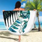 New Zealand Silver Fern Rugby Custom Beach Blanket Go All Black Turquoise Maori Paua Shell - Aussie Hoodie