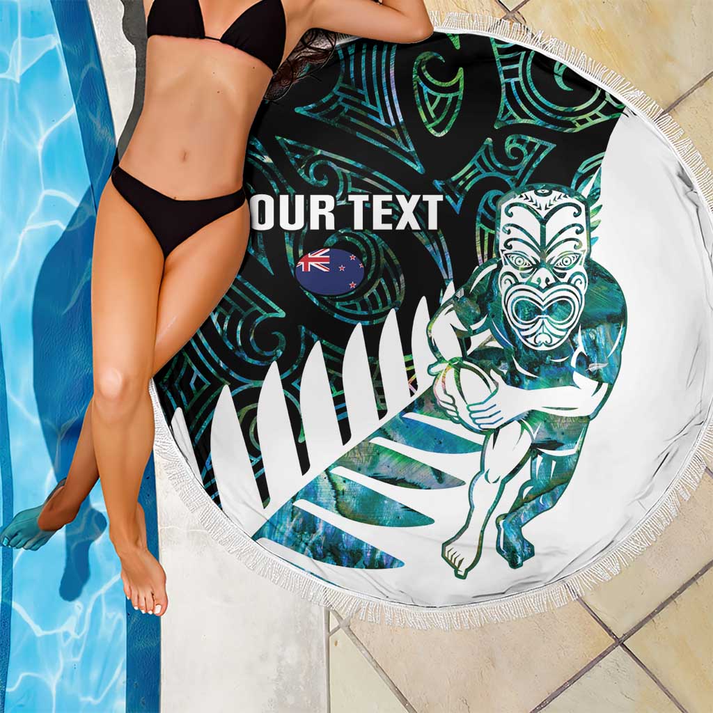 New Zealand Silver Fern Rugby Custom Beach Blanket Go All Black Turquoise Maori Paua Shell - Aussie Hoodie