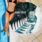 New Zealand Silver Fern Rugby Custom Beach Blanket Go All Black Turquoise Maori Paua Shell - Aussie Hoodie