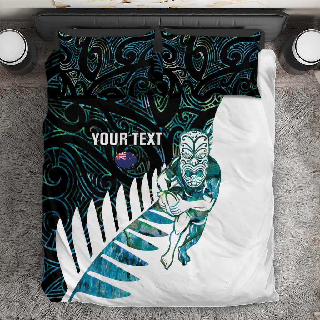 New Zealand Silver Fern Rugby Custom Bedding Set Go All Black Turquoise Maori Paua Shell - Aussie Hoodie