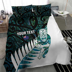 New Zealand Silver Fern Rugby Custom Bedding Set Go All Black Turquoise Maori Paua Shell - Aussie Hoodie