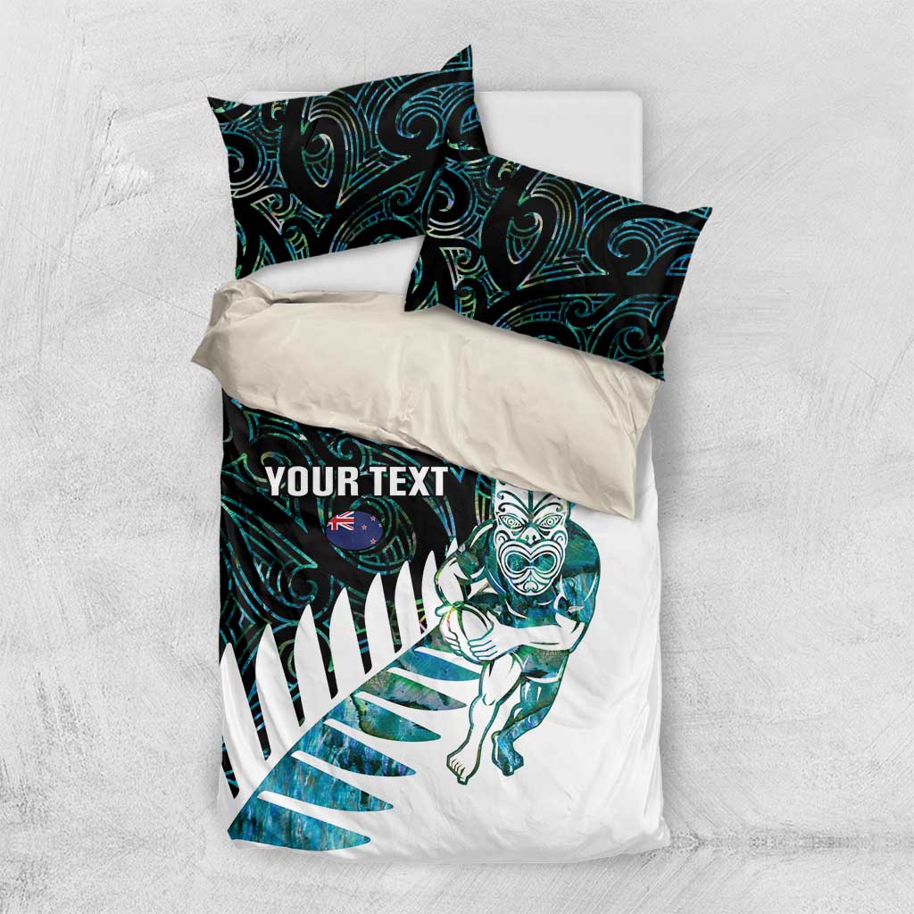 New Zealand Silver Fern Rugby Custom Bedding Set Go All Black Turquoise Maori Paua Shell - Aussie Hoodie