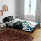 New Zealand Silver Fern Rugby Custom Bedding Set Go All Black Turquoise Maori Paua Shell - Aussie Hoodie