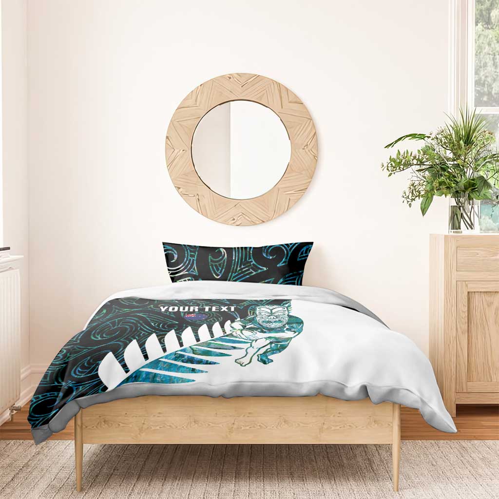 New Zealand Silver Fern Rugby Custom Bedding Set Go All Black Turquoise Maori Paua Shell - Aussie Hoodie
