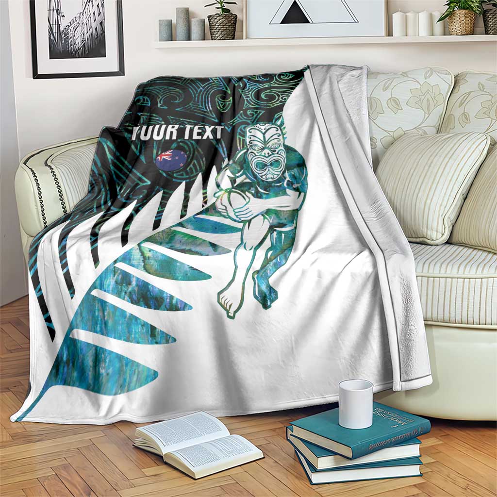 New Zealand Silver Fern Rugby Custom Blanket Go All Black Turquoise Maori Paua Shell - Aussie Hoodie
