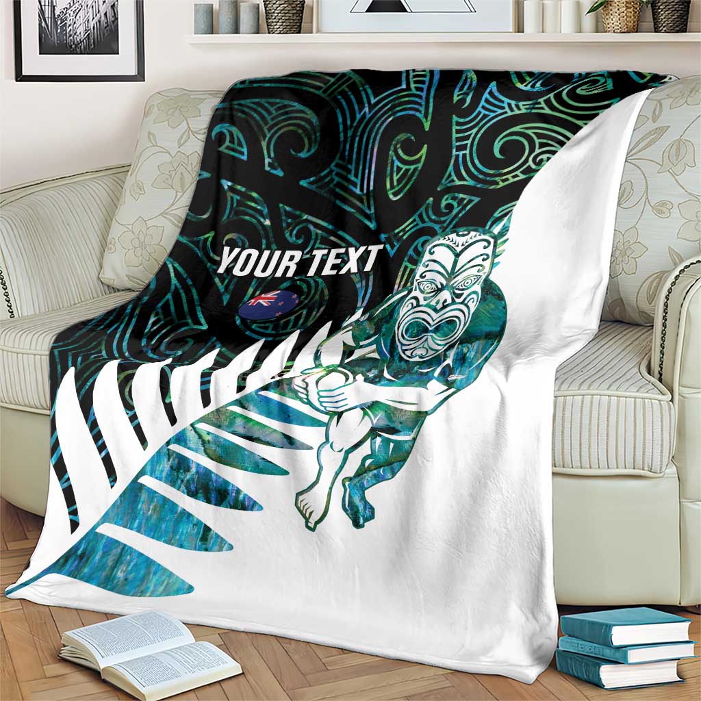 New Zealand Silver Fern Rugby Custom Blanket Go All Black Turquoise Maori Paua Shell - Aussie Hoodie