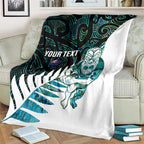 New Zealand Silver Fern Rugby Custom Blanket Go All Black Turquoise Maori Paua Shell - Aussie Hoodie