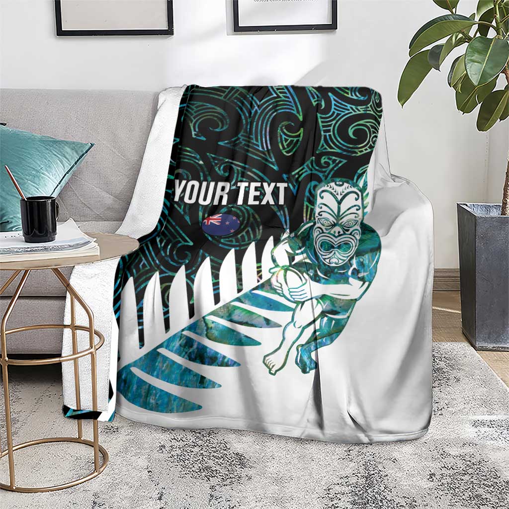 New Zealand Silver Fern Rugby Custom Blanket Go All Black Turquoise Maori Paua Shell - Aussie Hoodie