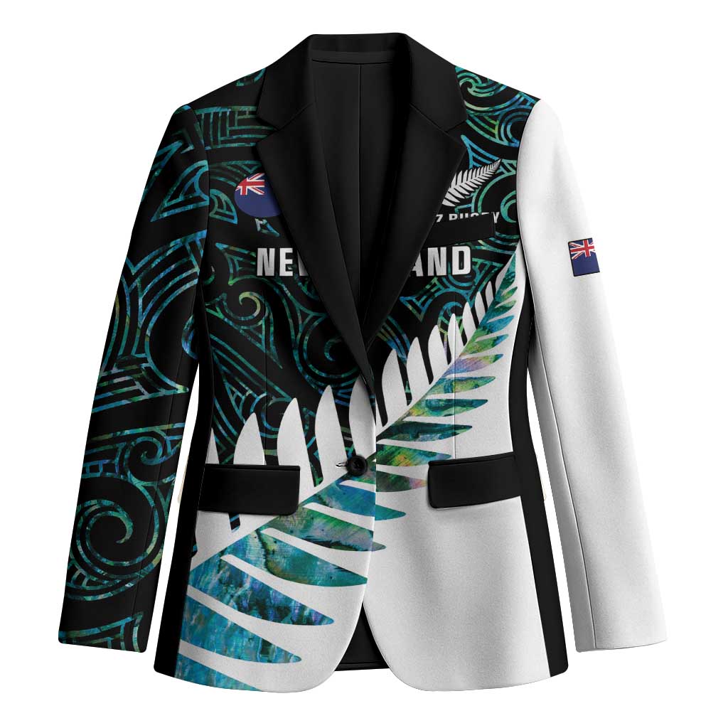 New Zealand Silver Fern Rugby Custom Blazer Go All Black Turquoise Maori Paua Shell - Aussie Hoodie